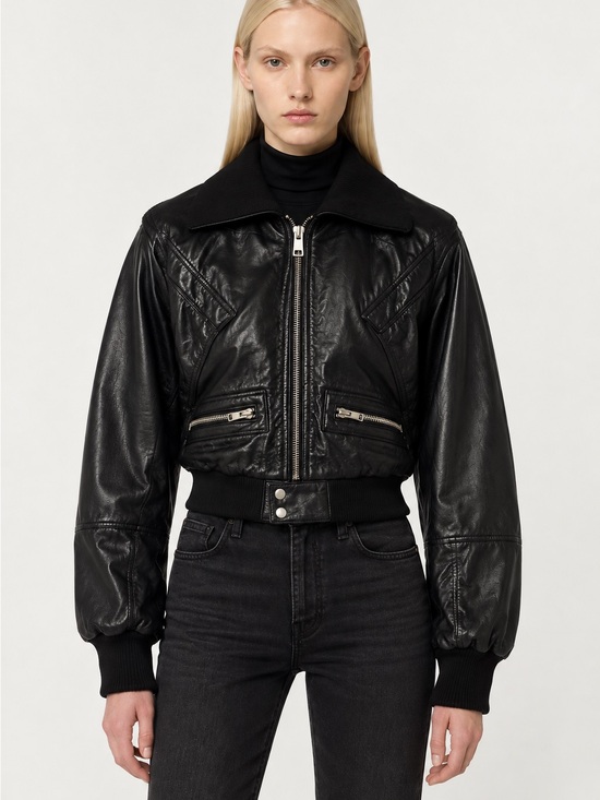 Ashley By 26 International Jackets & Blazers - Ashley by 26 Black Faux Leather Faux Fur Lined Bomber Jacket L
